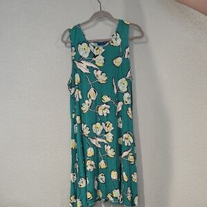 Floral Sleeveless Dress in Green and Yellow